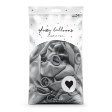 50 Herzballons - Ø 27cm - Glossy - Silber