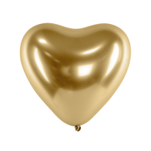 50 Herzballons - Ø 27cm - Glossy - Gold