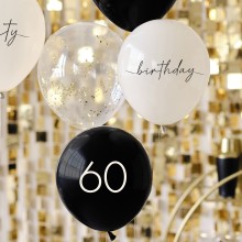 Balloon Bundle - 60th Birthday - Black, Nude, Cream, Champagne Chrome