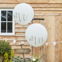 2 Balloons - 36" - Mr and Mrs