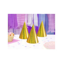 6 Partyhüte - Holographic - Gold