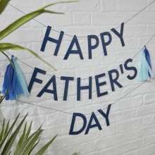 Bunting - Happy Father`s Day - Eco - With Tissue Tassels