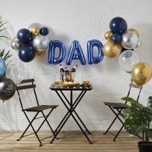 Balloon Bunting - Dad With Latex Balloons - Blue Foiled and Chrome Balloons