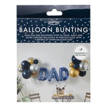 Balloon Bunting - Dad With Latex Balloons - Blue Foiled and Chrome Balloons