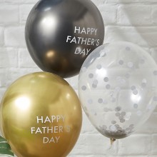 Balloon Cluster - 5 Pack Happy Fathers Day - Chrome & Confetti