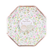 8 Paper Plates - Floral