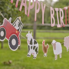Balloon Bunting - Triple Layer Happy Birthday Farm Bunting with Balloons