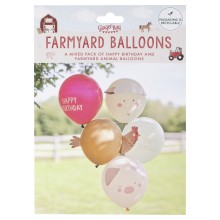 Balloon Bundle - 5pk Balloons with Card Animal Faces and Print