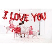 1 Ballon - Schriftzug - I LOVE YOU - Rot