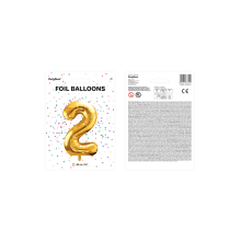 1 Ballon XXL - Zahl 2 - Gold