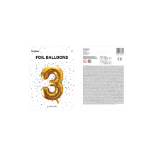 1 Ballon XXL - Zahl 3 - Gold