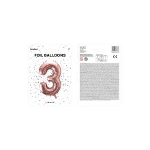 1 Ballon XXL - Zahl 3 - Rosegold