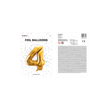 1 Ballon XXL - Zahl 4 - Gold