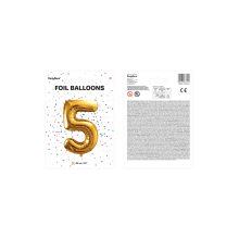 1 Ballon XXL - Zahl 5 - Gold