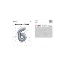 1 Ballon XXL - Zahl 6 - Silber