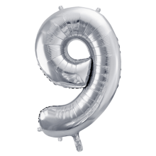 1 Ballon XXL - Zahl 9 - Silber