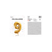 1 Ballon XXL - Zahl 9 - Gold