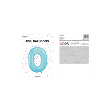 1 Ballon XXL - Zahl 0 - Hellblau
