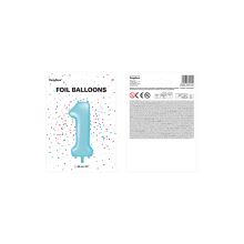 1 Ballon XXL - Zahl 1 - Hellblau