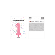1 Ballon XXL - Zahl 1 - Rosa