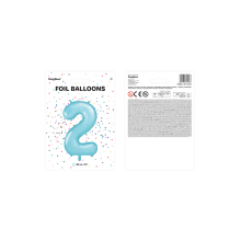 1 Ballon XXL - Zahl 2 - Hellblau