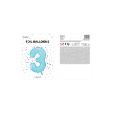1 Ballon XXL - Zahl 3 - Hellblau