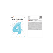 1 Ballon XXL - Zahl 4 - Hellblau