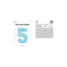 1 Ballon XXL - Zahl 5 - Hellblau