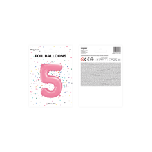 1 Ballon XXL - Zahl 5 - Rosa
