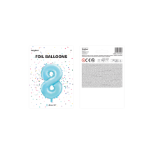 1 Ballon XXL - Zahl 8 - Hellblau