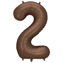 1 Ballon XXL - Zahl 2 - Mocha