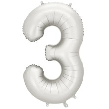 1 Ballon XXL - Zahl 3 - Silver