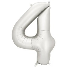 1 Ballon XXL - Zahl 4 - Silver