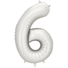 1 Ballon XXL - Zahl 6 - Silver