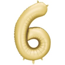 1 Ballon XXL - Zahl 6 - Gold
