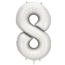 1 Ballon XXL - Zahl 8 - Silver