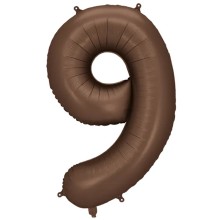 1 Ballon XXL - Zahl 9 - Mocha