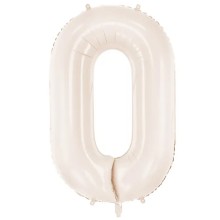 1 Ballon XXL - Zahl 0 - Light warm grey