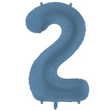 1 Ballon XXL - Zahl 2 - Misty Blue