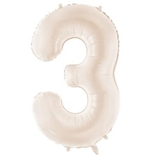 1 Ballon XXL - Zahl 3 - Light warm grey