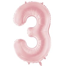 1 Ballon XXL - Zahl 3 - Light pink