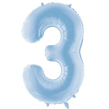 1 Ballon XXL - Zahl 3 - Himmelblau