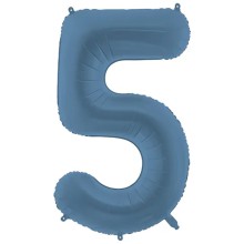 1 Ballon XXL - Zahl 5 - Misty Blue
