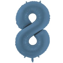 1 Ballon XXL - Zahl 8 - Misty Blue