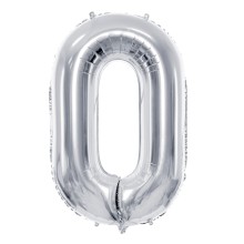 1 Balloon XL - Zahl 0 - Silber