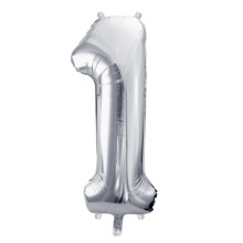 1 Balloon XL - Zahl 1 - Silber