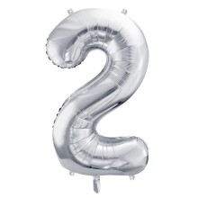 1 Balloon XL - Zahl 2 - Silber