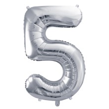1 Balloon XL - Zahl 5 - Silber
