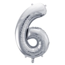 1 Balloon XL - Zahl 6 - Silber