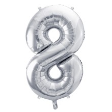 1 Balloon XL - Zahl 8 - Silber